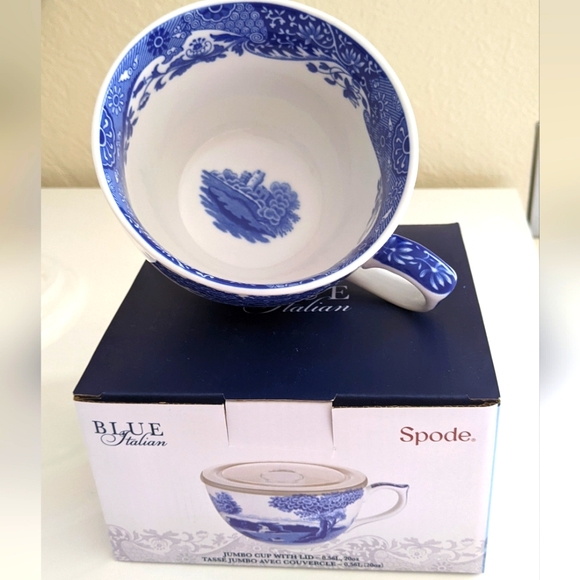 🇮🇹 NWT SPODE BLUE 💙 ITALIAN DESIGN JUMBO CUP WITH LID - Picture 1 of 12
